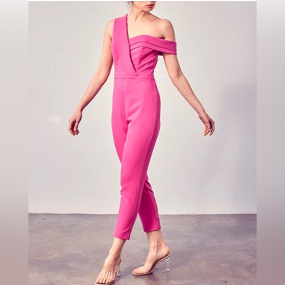 DO+BE Elegant Pink One-Shoulder Jumpsuit Size S - Picture 1 of 7